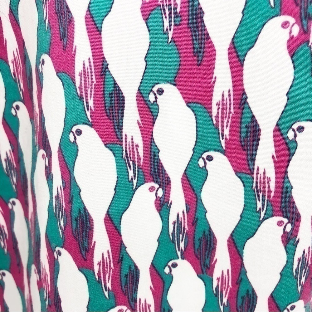 Talbots Petite M Parrot Print Cotton Stretch Sleeveless Round Neck Tank Top - Picture 7 of 9